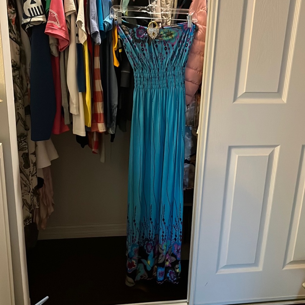 Floral maxi strapless dress